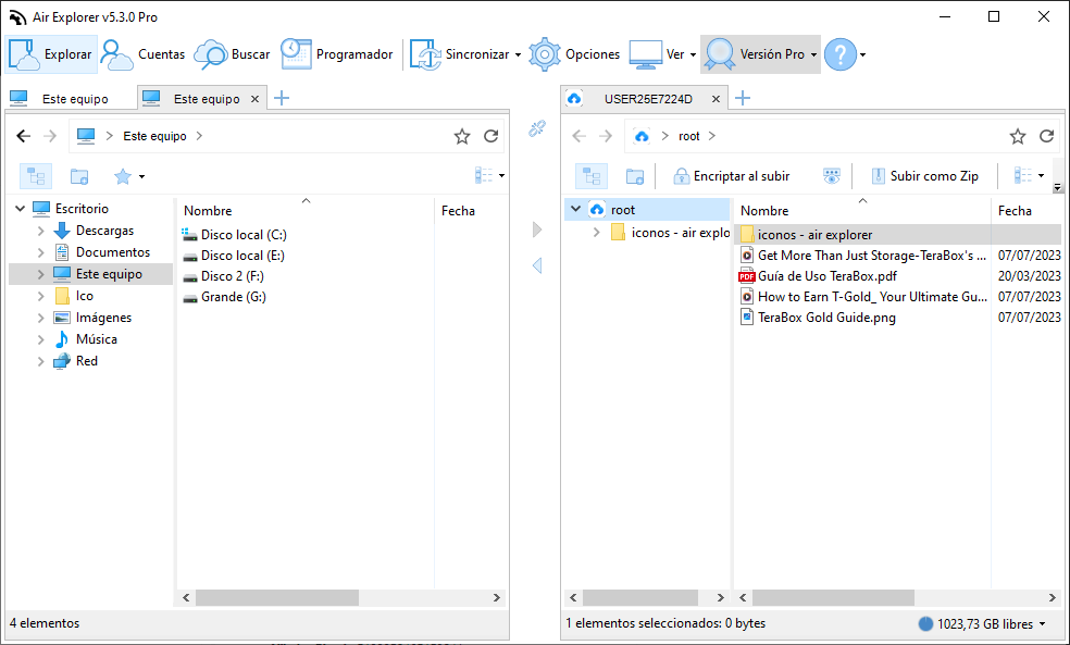 Storing your files in Terabox with Air Exporer
