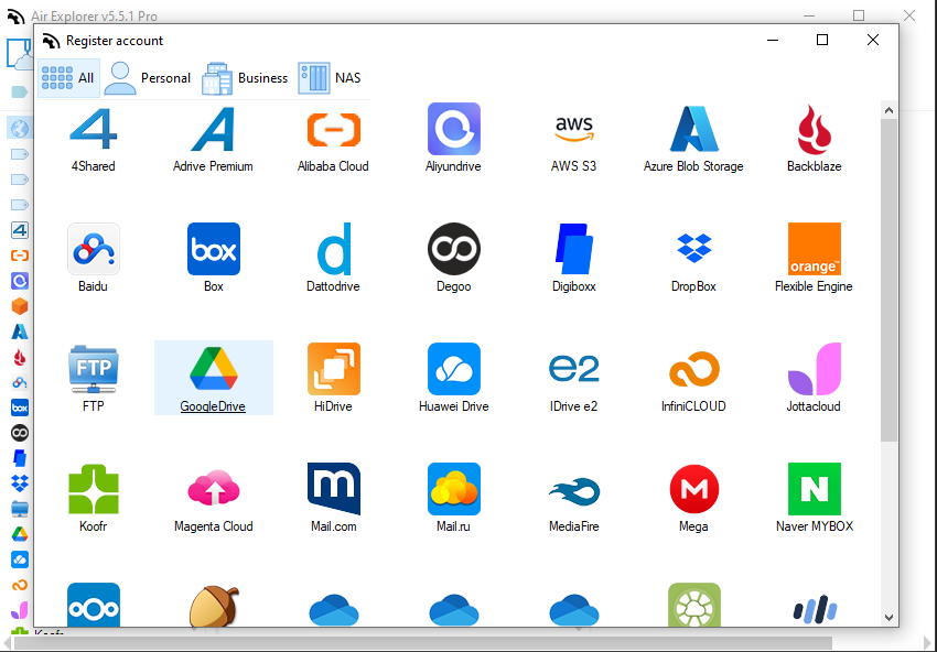 Register Dropbox and Google Drive accounts to transfer Dropbox files to Google Drive