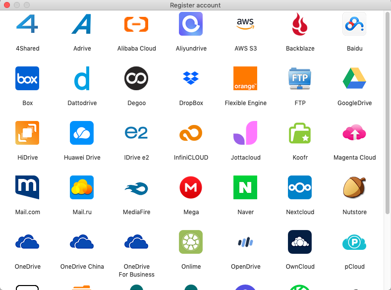 Add cloud accounts to Air Explorer for Mac