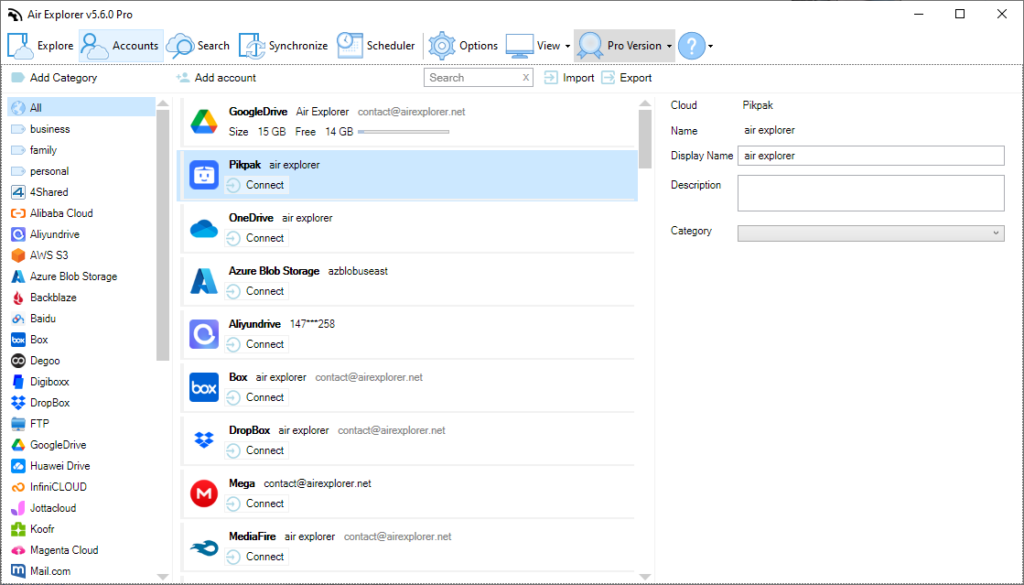 Using Air Explorer’s interface to manage your files in PikPak.