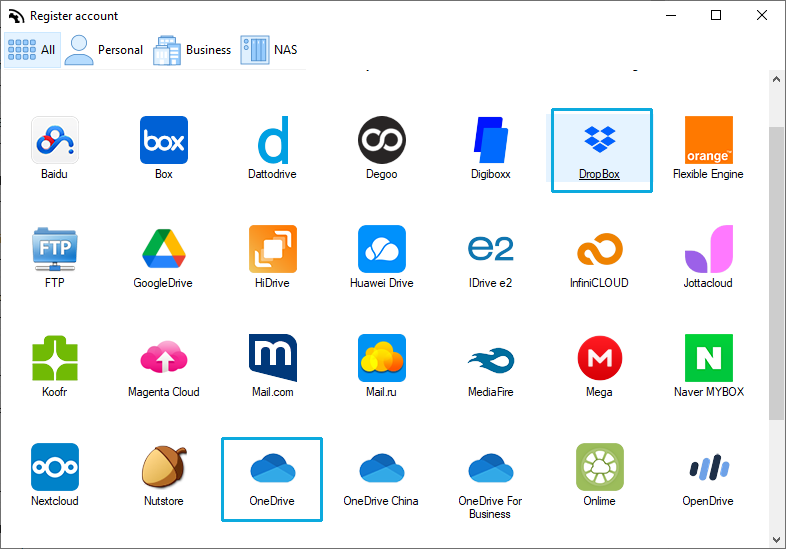 Add Dropbox and OneDrive to Air Explorer
