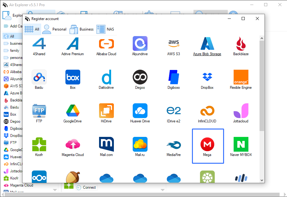 Añade tus cuentas en la nube a Air Explorer