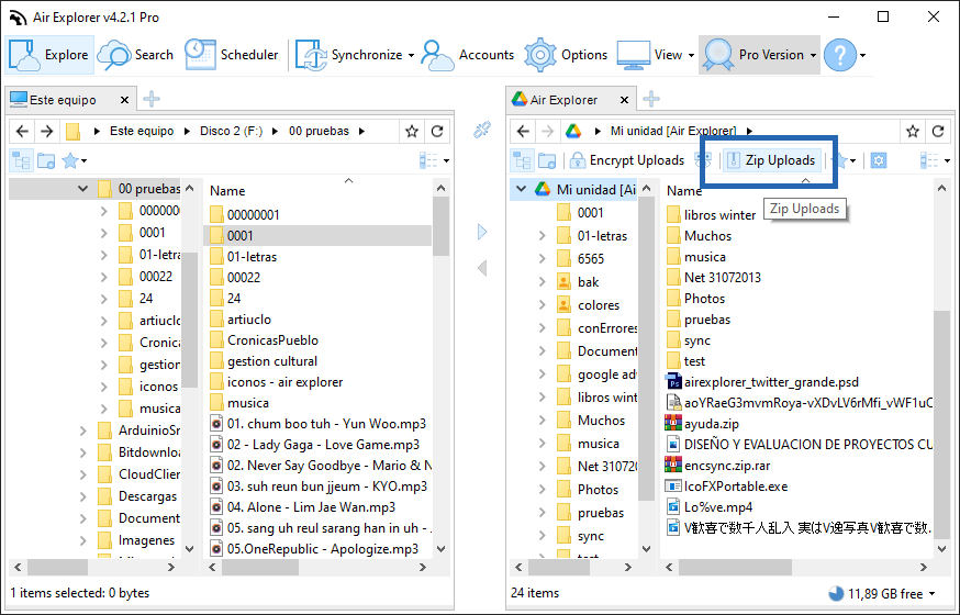 Como comprimir (zip) y subir los archivos o carpetas a las nubes