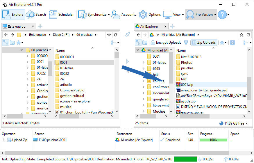 Sube y descarga tus zip de la nube con Air Explorer