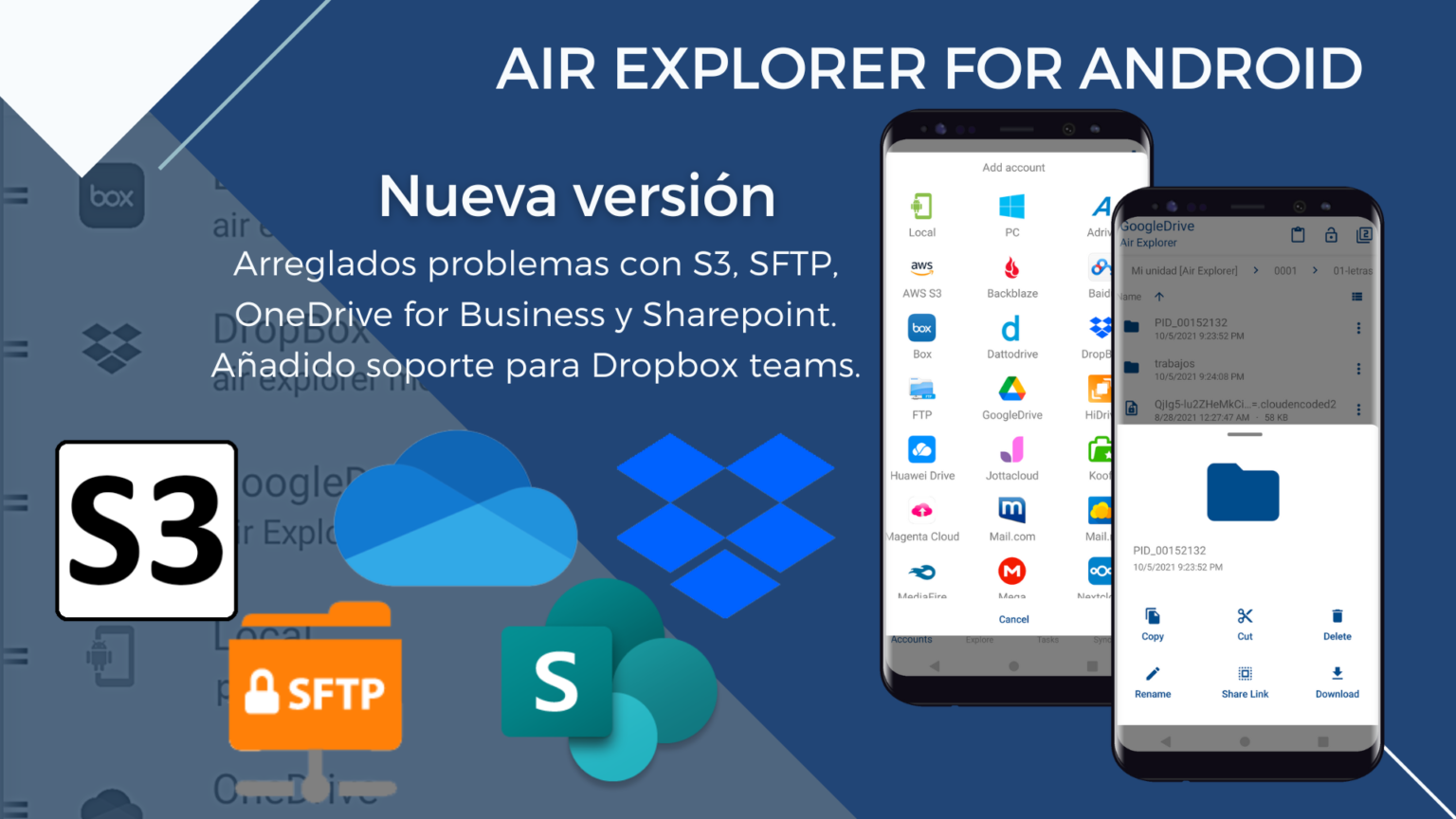 Nueva version de Air Explorer for Android con S3