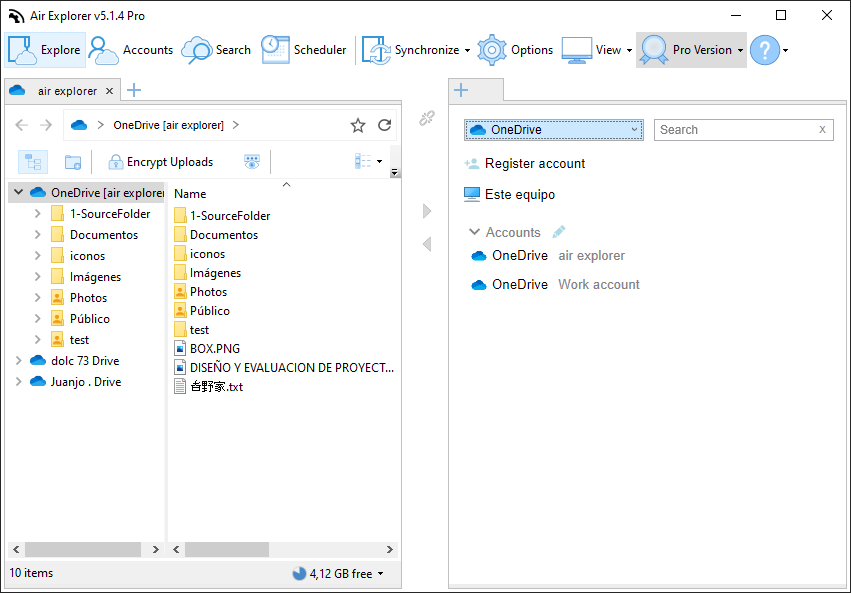 Añade Onedrive a Air Explorer