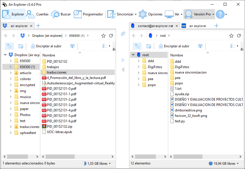 Air Explorer, herramienta de backup para Digiboxx