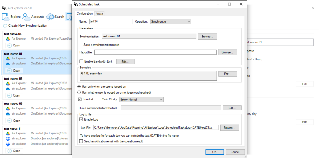 Configurar la programación de las sincronizaciones