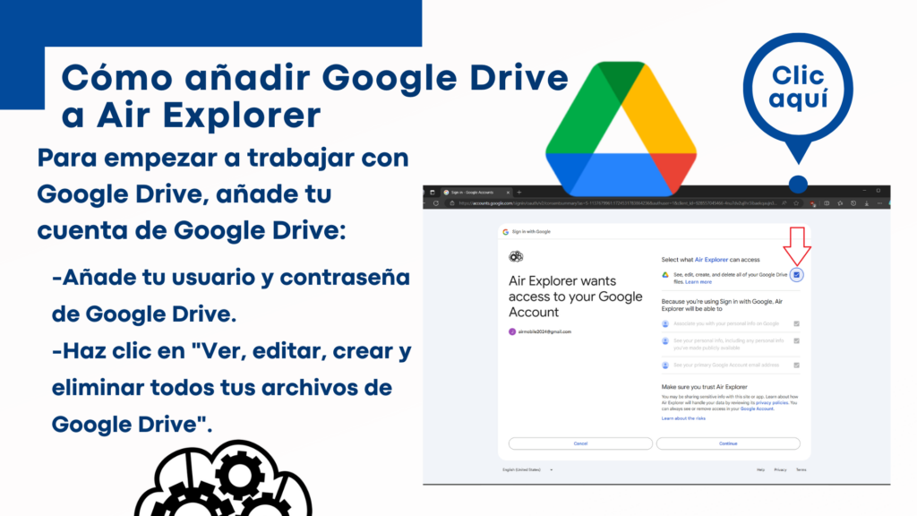 Como añadir Google Drive a Air Explorer
