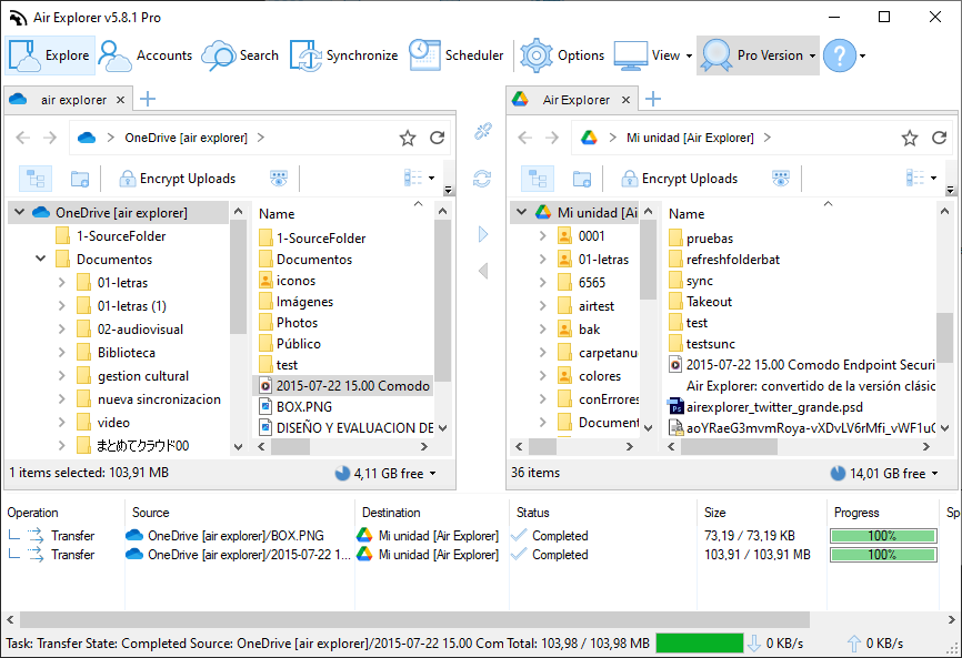 Transfiere archivos entre Google Drive y OneDrive